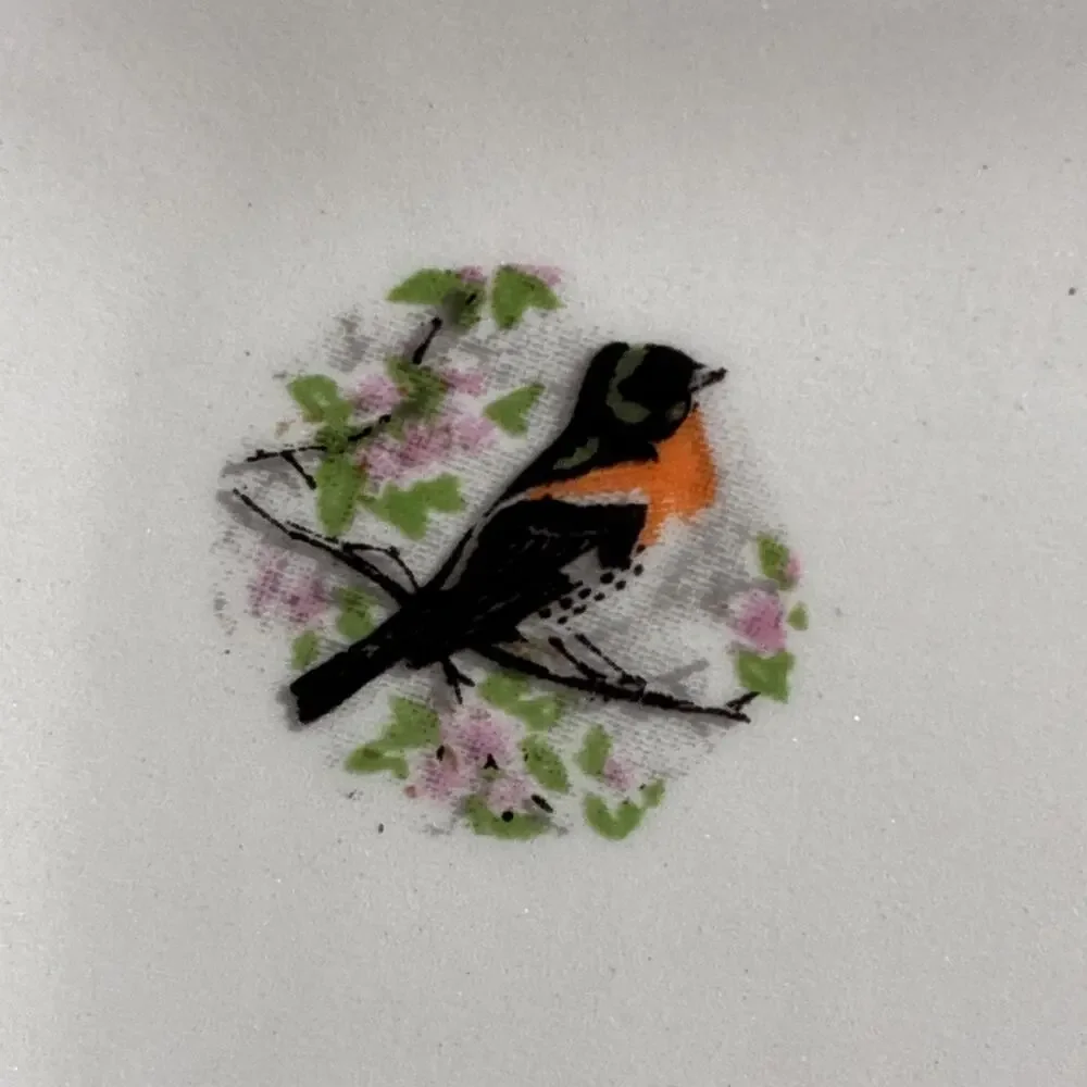 Vtg Ceramic Wall Pocket Scissors Holder Bird and Butterfly Design 6.5